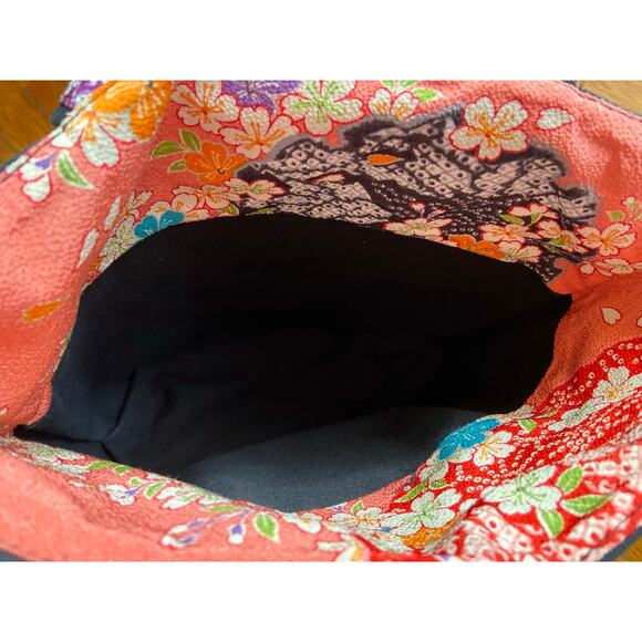 Reversible Black Canvas Tote w/Pink Floral Trim sz OS - Picture 9 of 15